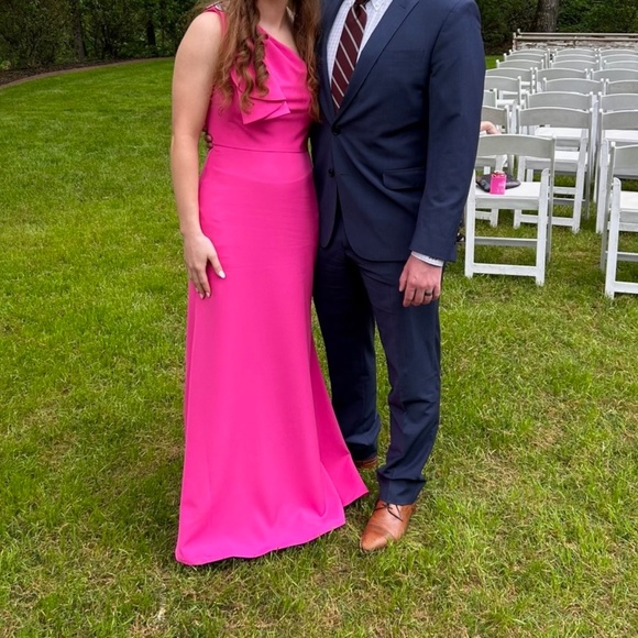 Eliza J crystal drape detail one shoulder gown - Picture 2 of 2